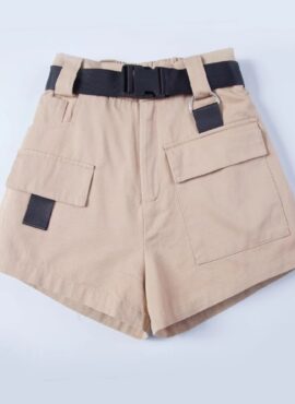 Beige Front Pocketed Shorts | Hyuna