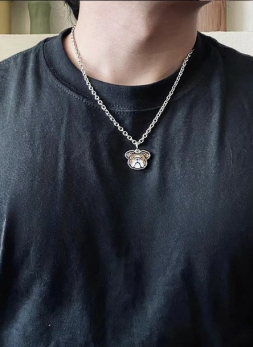 Silver Chain Dog Pendant Necklace | Jackson - GOT7