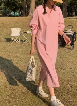 Pink Casual Button-Down Shirt Dress | Jung Hee Joo - Memories of the Alhambra