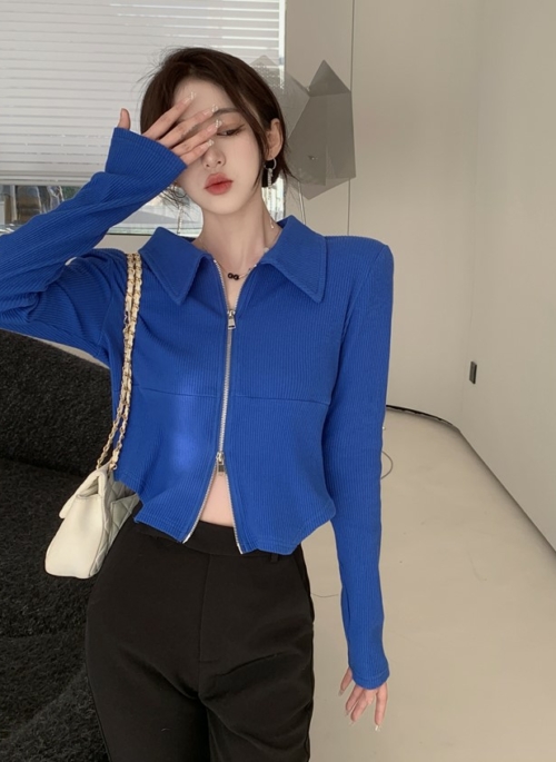 Royal Blue Double Zipped Cardigan | Nayeon – Twice
