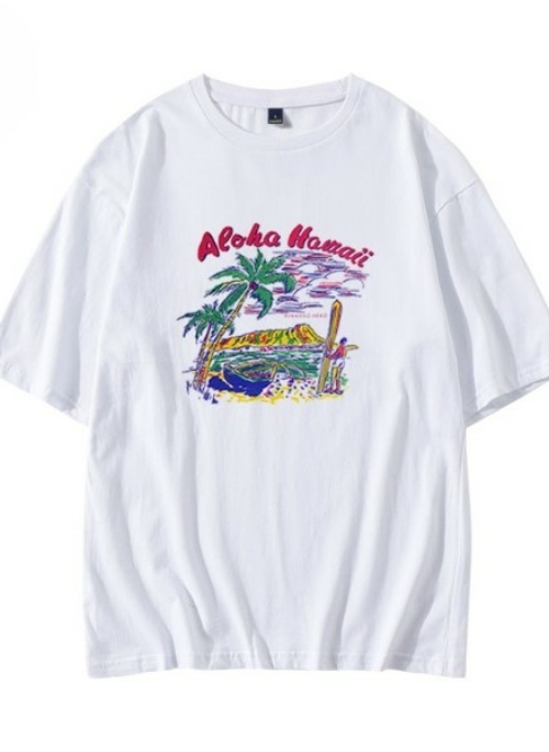 White Aloha Printed T-Shirt | Taehyung – BTS