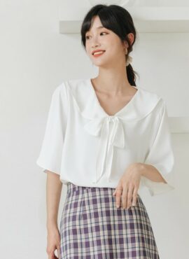 White Chiffon Blouse With Bow | Nam Hong Joo - While You Were Sleeping