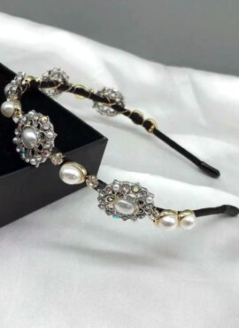Black Baroque Style Headband With Pearl And Rhinestones | Jang Ji Eun – Hotel Del Luna