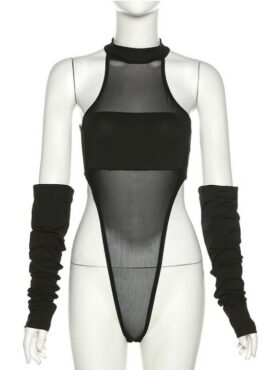 Black Mesh Halter Bodysuit | Ryujin - ITZY