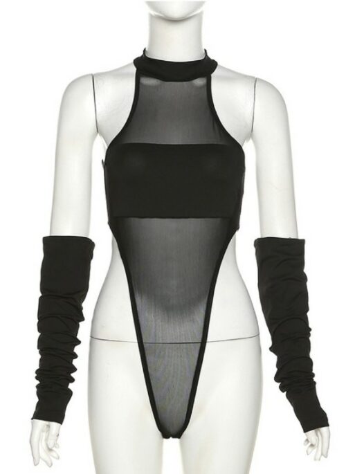 Black Mesh Halter Bodysuit | Ryujin – ITZY