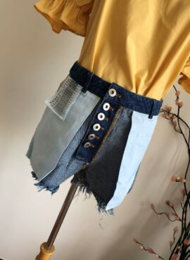 Blue Inverted Denim Shorts | Jinsoul – Loona