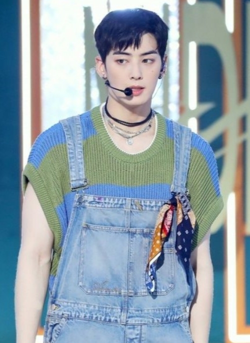 Green Striped Knitted Vest | Eunwoo - Astro