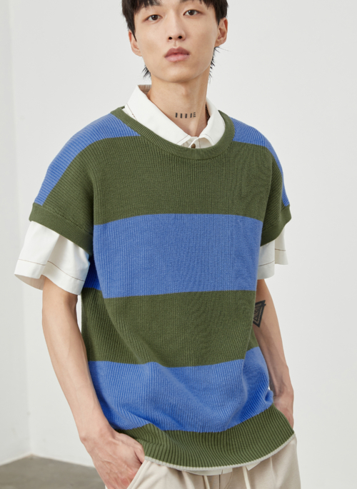 Green Striped Knitted Vest | Eunwoo – Astro