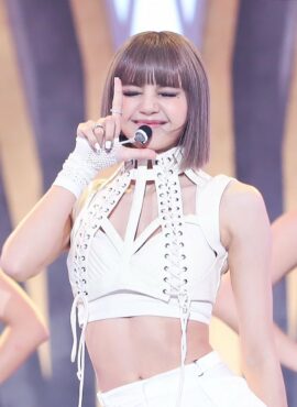 White Lace-Up Hollow Crop Top | Lisa - BlackPink