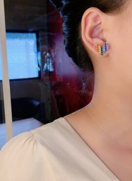 Multicolored Asymmetrical Heart Earrings | Choi Soo Ah - True Beauty