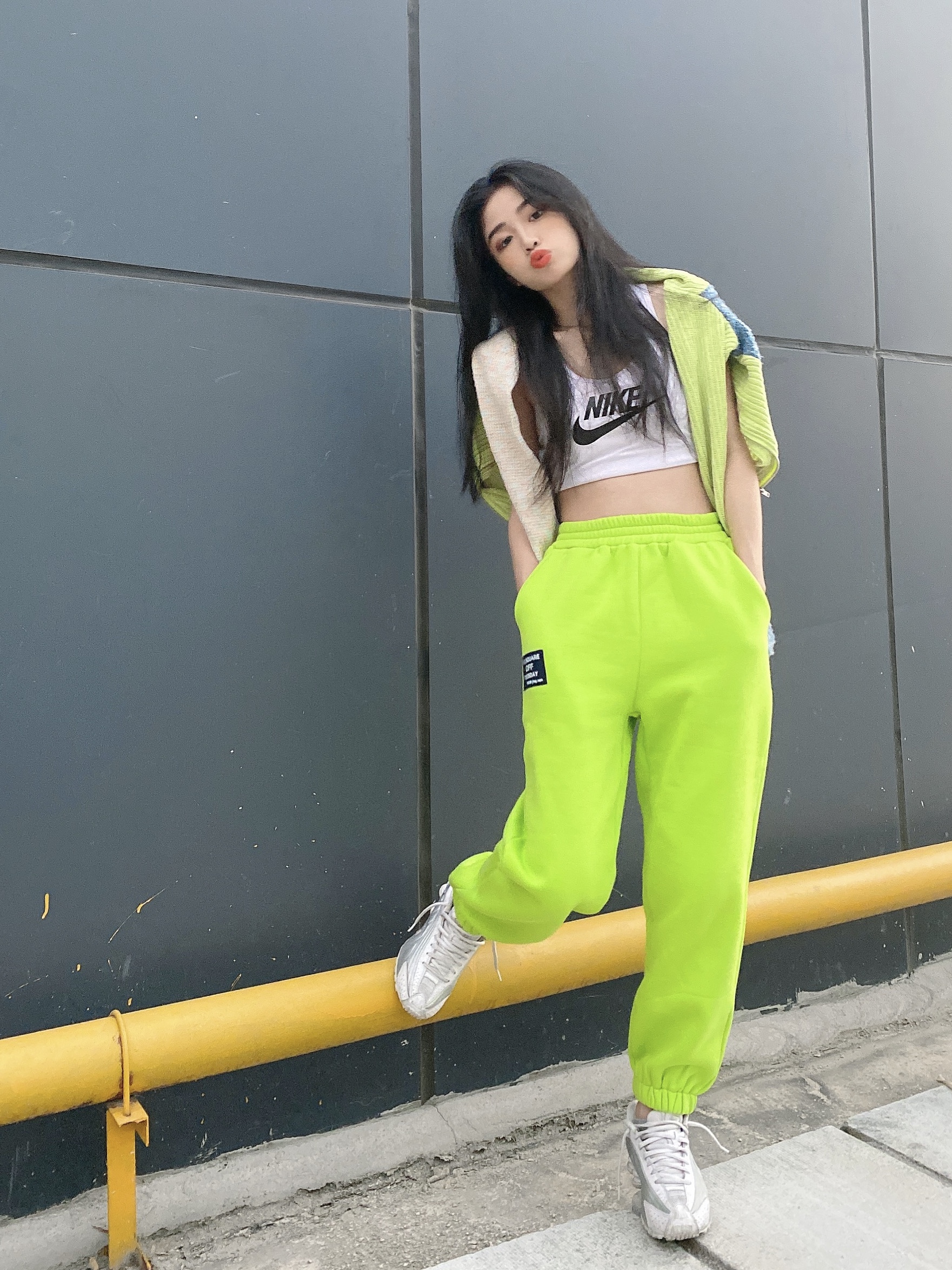 Buy Women Neon Green Scuba Side Mesh Track Pants Online At Best Price   Sassafrasin