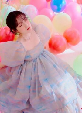 Blue Color Palette Puff Sleeve Dress | Shuhua - (G)I-DLE