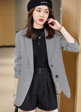 Black And White Fine Houndstooth Suit Blazer Jacket | Tiffany - Girls Generation