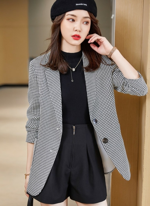 Black And White Fine Houndstooth Suit Blazer Jacket | Tiffany – Girls Generation