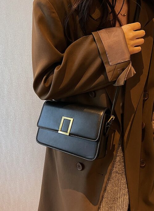 Black Faux Leather Messenger Bag | Ahn Soo Young - The Interest Of Love