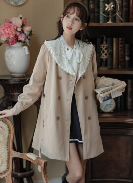 Brown Lace Collar Coat