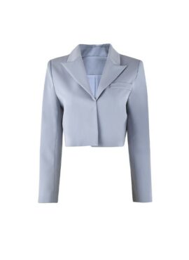 Grey Lapel Collar Cropped Blazer Suit Jacket | Choi Sang Eun - Love In Contract