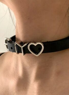 Black Heart And Letters Choker Necklace | Beomgyu - TXT