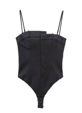 Black Asymmetrical Sling Bodysuit | Karina - Aespa