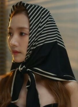 Black Stripe Silk Scarf | Choi Sang Eun – Love In Contract