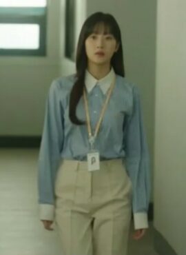 Blue Stripes Shirt With White Collar | Ahn Soo Young - The Interest Of Love