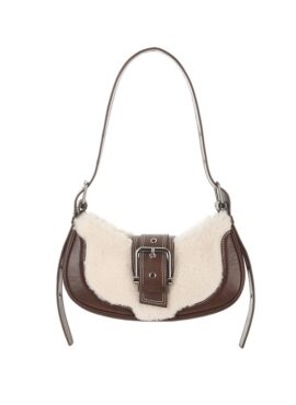 Brown And White Fur Faux Leather Bag | Shuhua - (G)I-DLE