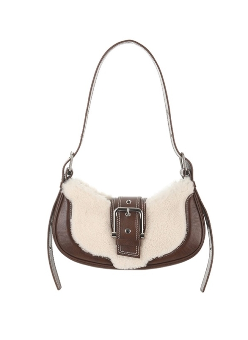 Brown And White Fur Faux Leather Bag | Shuhua – (G)I-DLE