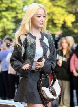 Brown And White Fur Faux Leather Bag | Shuhua - (G)I-DLE
