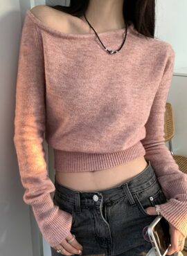 Pink One Side Off-Shoulder Sweater | Jisoo - BlackPink
