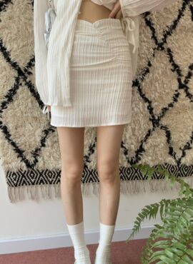 White Textured Mini Skirt | Joy - Red Velvet