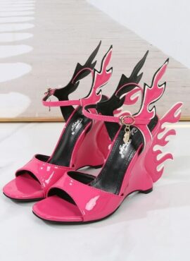 Pink Flame Wedge Sandals | Lisa - BlackPink