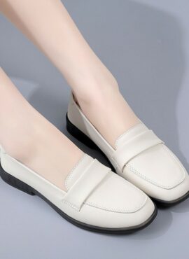 White Faux Leather Loafers | Ahn Soo Young - The Interest Of Love