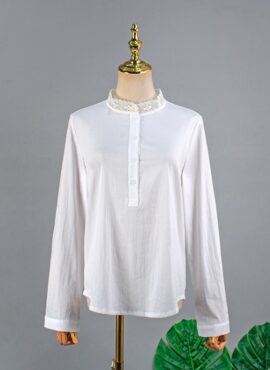 White Lace Collared Long Sleeves Top | Oh In Ju - Little Women