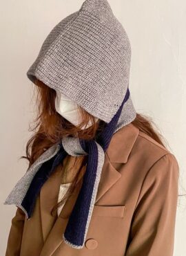 Grey Knitted Scarf Hat | Yujin - IVE