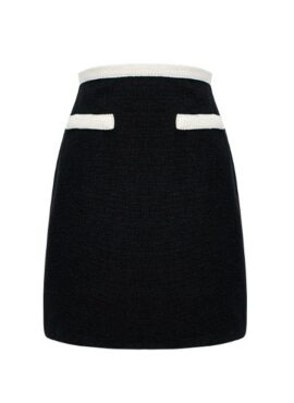 Black Tweed Skirt With White Linings | Shin Ha Ri – Business Proposal