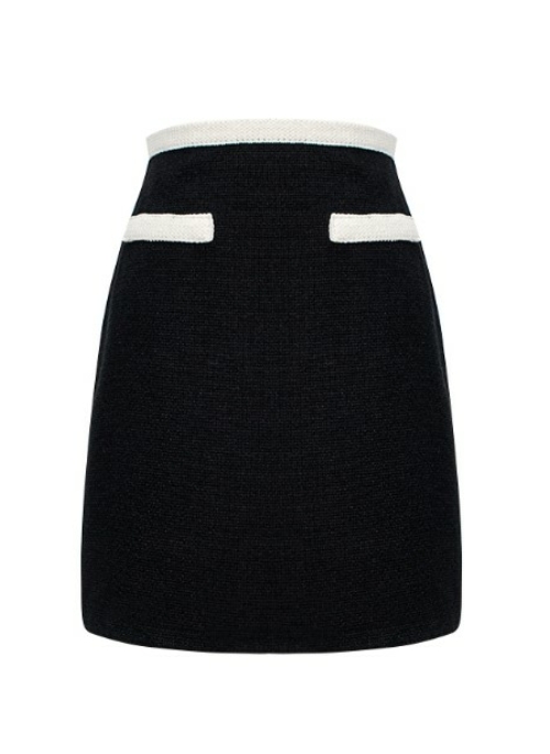 Black Tweed Skirt With White Linings | Shin Ha Ri - Business Proposal