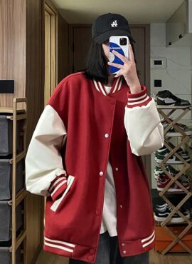Red Oversized Baseball Jacket | Heeseung - Enhypen