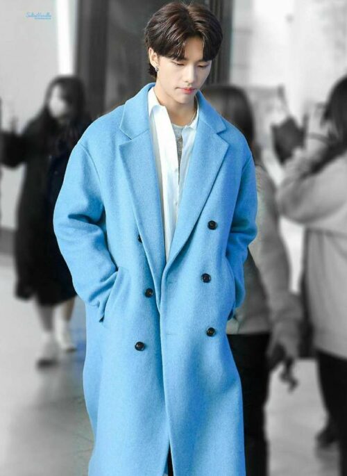 Blue Double-Breasted Coat | Hyunjin - Stray Kids