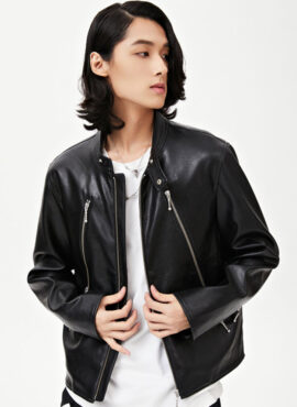 Black Double Zippered Leather Jacket | Jimin - BTS