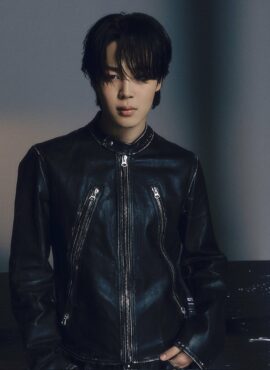 Black Double Zippered Leather Jacket | Jimin - BTS