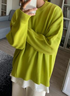 Yellow Plain Round Neck Sweater | Jimin - BTS