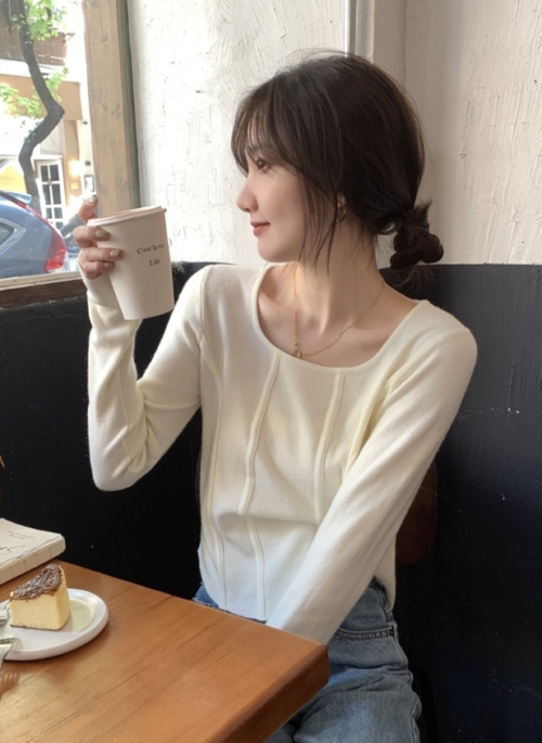 White Square Collar Knitter Top | Karina - Aespa