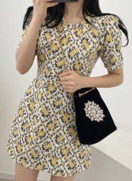 Yellow Floral Puff Sleeve Dress | Sana - Twice