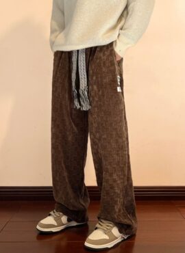 Brown Checkered Corduroy Pants | Suga - BTS