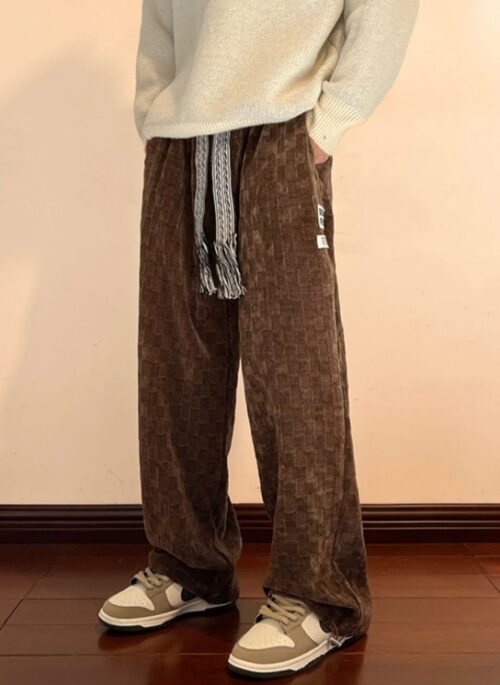 Brown Checkered Corduroy Pants | Suga – BTS