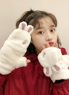 White Bunny Plush Mittens | Wonyoung - IVE
