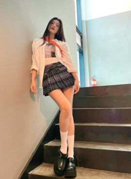 Blue Plaid Belted Mini Skirt | Joy – Red Velvet