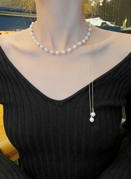 Gold Adjustable Pearl Necklace | Chuu – Loona