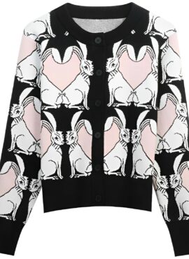 Black Heart And Rabbit Knit Cardigan | Danielle – NewJeans