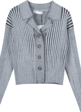 Grey Knit Buttoned Cardigan  Haewon - NMIXX